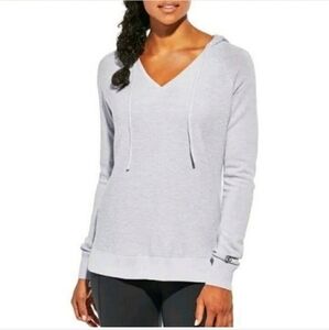 Calia Effortless Ribbed Hoodie V Neck Sweater